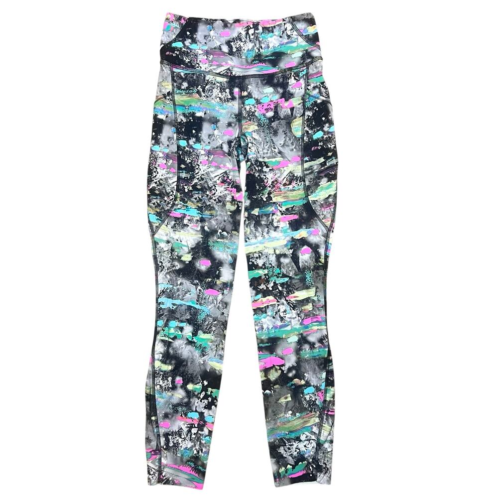 Lululemon Fast and Free High-Rise Tight 25" w/ Pockets Multi Abstract Print Sz 4